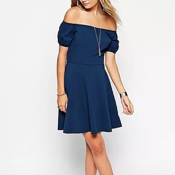 Brand new Asos skater dress with off shoulder and gypsy detail in size small (S) - Picture 2 of 12